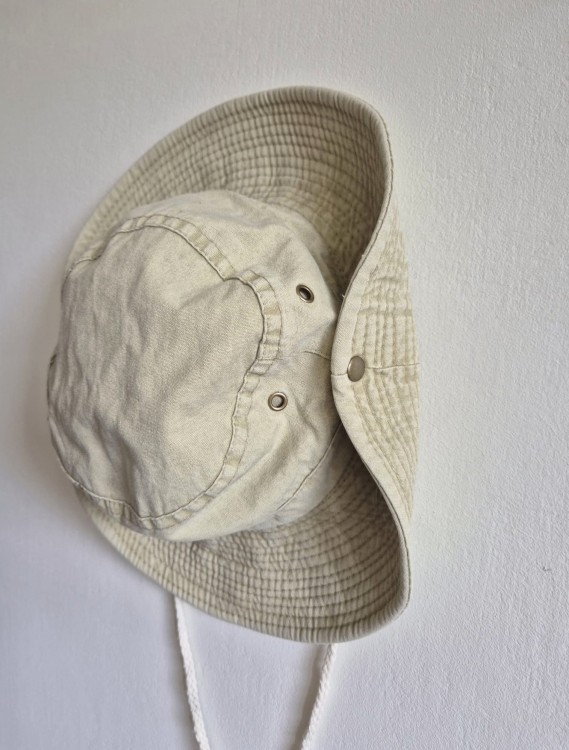 SAFARI Bawełniany kapelusz z sznurkiem kolor beżowy 56-58cm | Kapelusz Bucket hat damski - męski w góry, outdoorowy, na kajaki