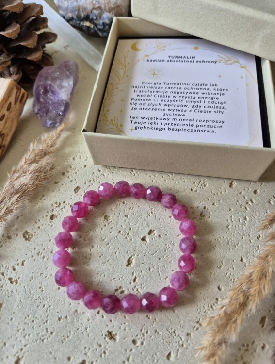 KOZIOROŻEC Bransoletka zodiakalna | Turmalin różowy - Ochrona i bezpieczeństwo