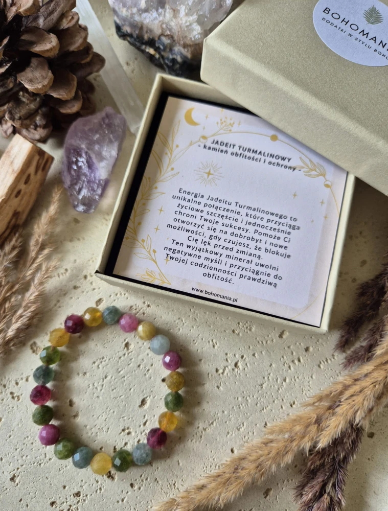 RYBY Bransoletka zodiakalna | Jadeit turmalinowy - Obfitość i ochrona