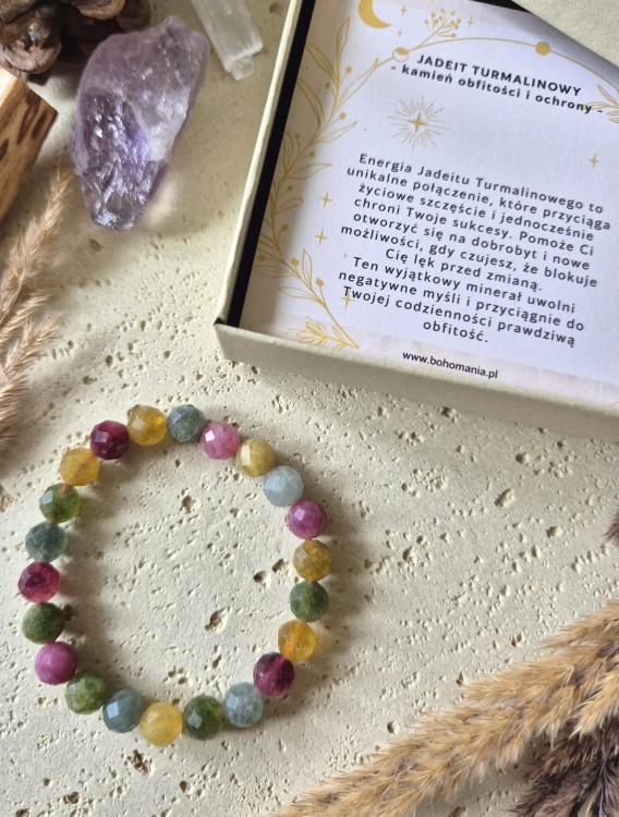 RYBY Bransoletka zodiakalna | Jadeit turmalinowy - Obfitość i ochrona