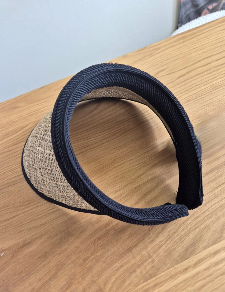 SAHARA Naturalny daszek z trawy z długim rondem | Szeroki daszek damski na lato | Obwód 54-60cm