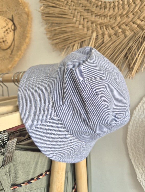 Baby Bucket - Dziecięcy kapelusz na lato 52/ Kolor niebieski w paseczki 100% bawełna