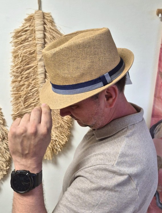 MARCO Klasyczny męski kapelusz typu trilby na lato | Kolor brązowy - Rozmiar 60cm