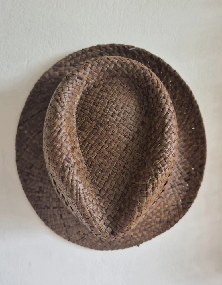 LUCA Lekki męski kapelusz typu trilby na lato | Ażurowy kapelusz z rafii | Kolor brązowy - Obwód 56-58cm