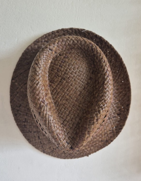LUCA Lekki męski kapelusz typu trilby na lato | Ażurowy kapelusz z rafii | Kolor brązowy - Obwód 56-58cm