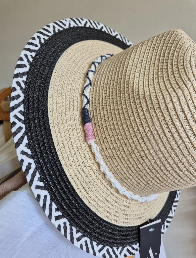 NEVADA Kapelusz damski typu fedora na lato | Kapelusz w stylu etno | Regulowany 55-59cm