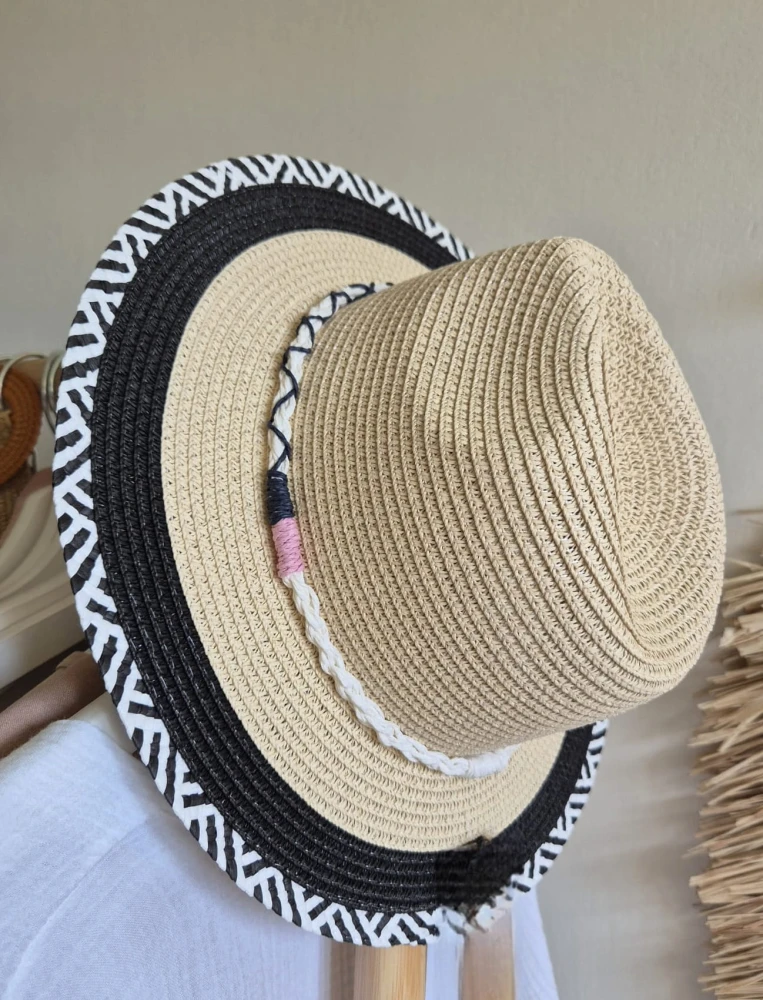 NEVADA Kapelusz damski typu fedora na lato | Kapelusz w stylu etno | Regulowany 55-59cm