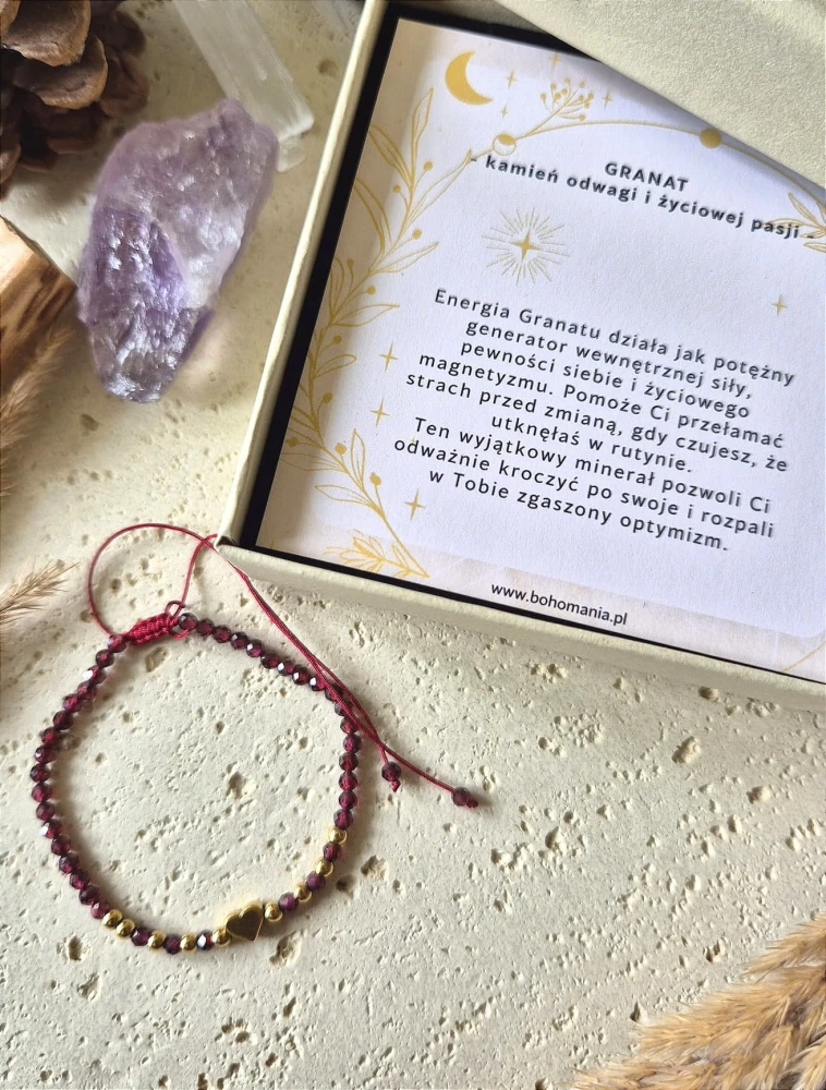 BARAN Bransoletka zodiakalna | Granat - Odwaga i pasja