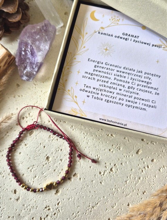 BARAN Bransoletka zodiakalna | Granat - Odwaga i pasja