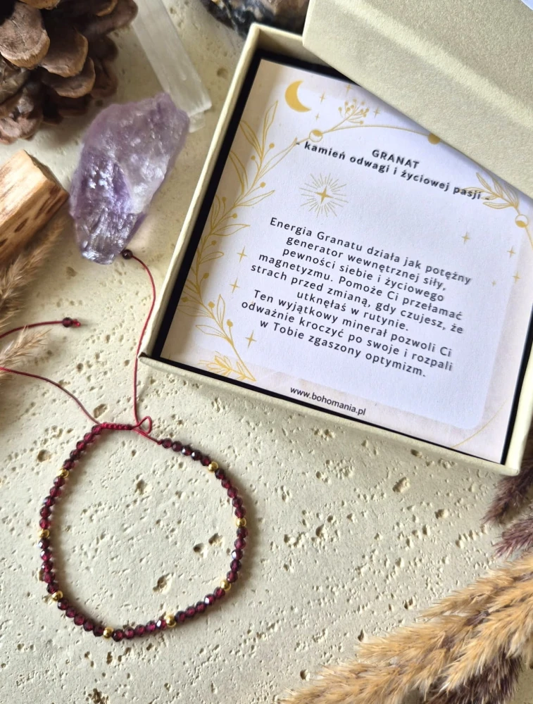 BARAN Bransoletka zodiakalna | Granat - Odwaga i pasja