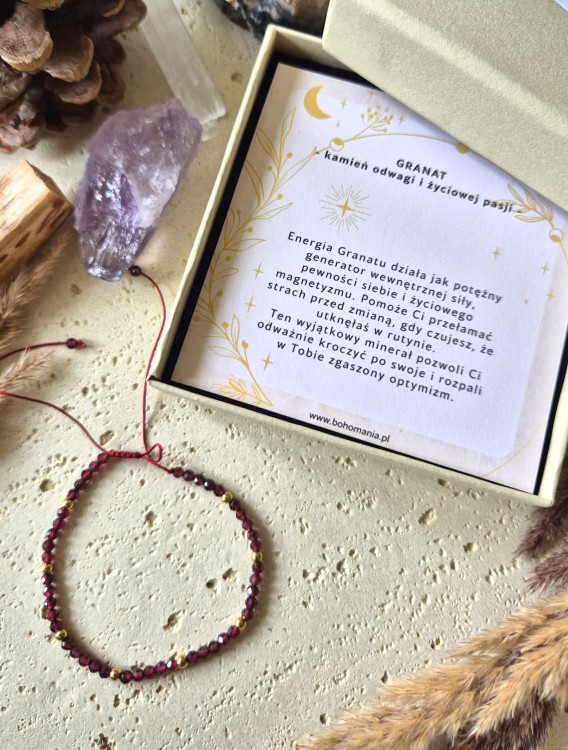 BARAN Bransoletka zodiakalna | Granat - Odwaga i pasja