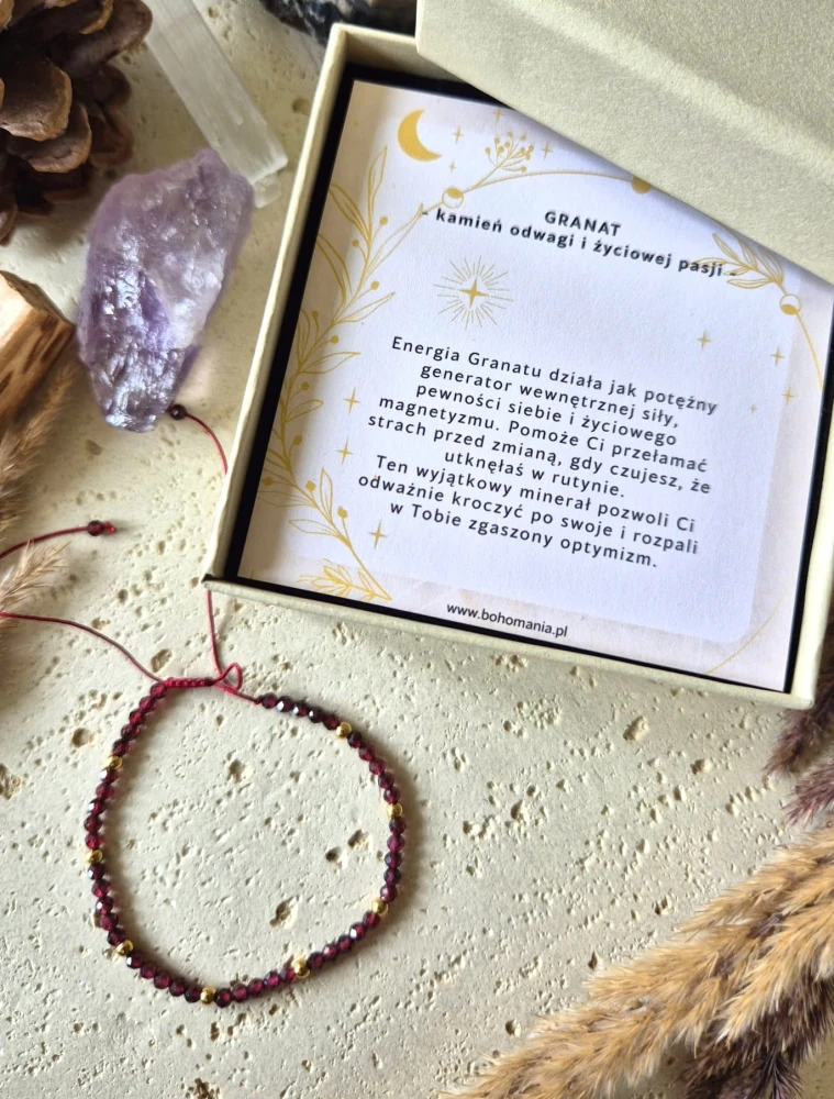 LEW Bransoletka zodiakalna | Granat - Odwaga i pasja