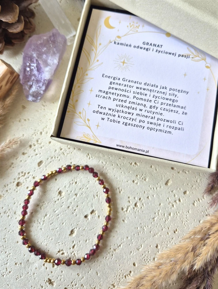 LEW Bransoletka zodiakalna | Granat - Odwaga i pasja