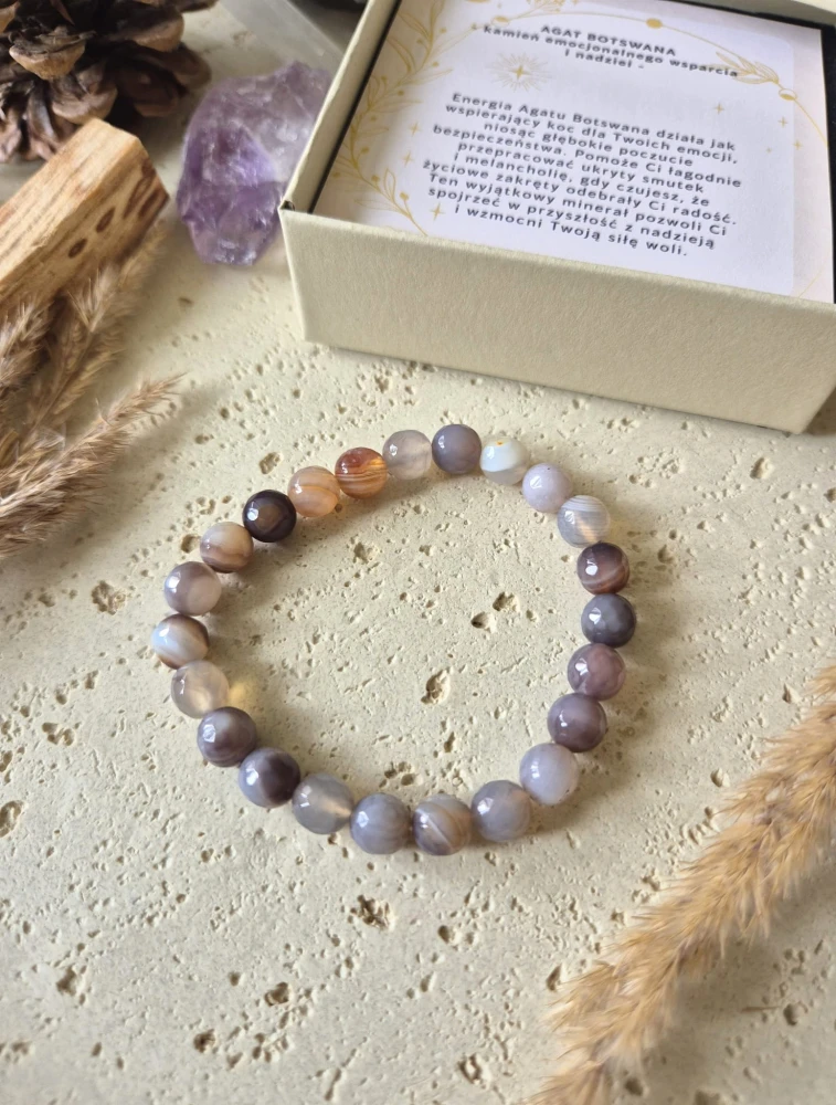 BLIŹNIĘTA Bransoletka zodiakalna | Agat Botswana - Ukojenie i wsparcie