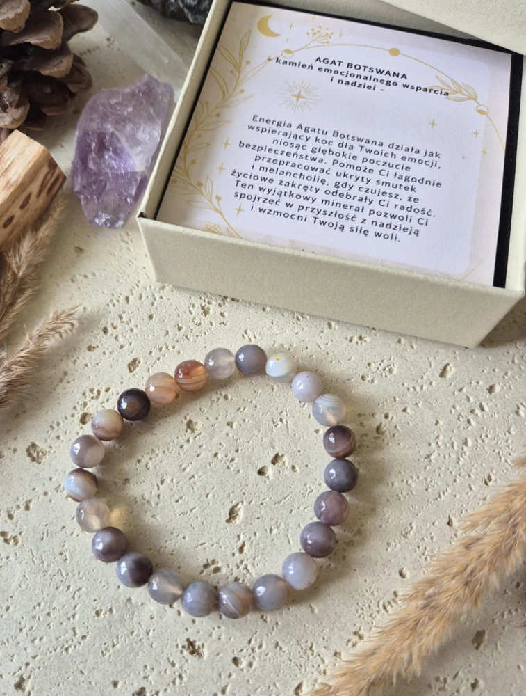 BLIŹNIĘTA Bransoletka zodiakalna | Agat Botswana - Ukojenie i wsparcie