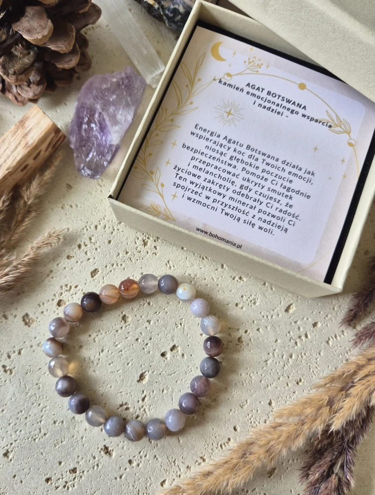 BLIŹNIĘTA Bransoletka zodiakalna | Agat Botswana - Ukojenie i wsparcie