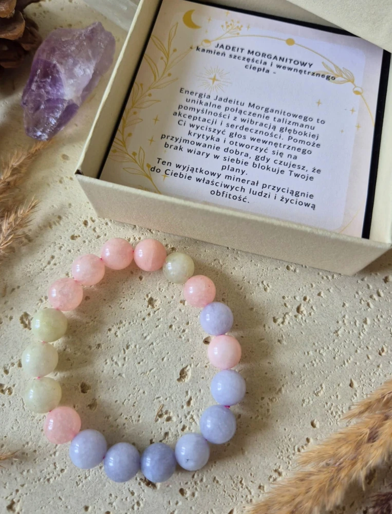 BYK Bransoletka zodiakalna | Jadeit morganitowy - Szczęście i miłość
