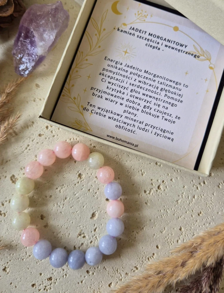BARAN Bransoletka zodiakalna | Jadeit morganitowy - Szczęście i miłość