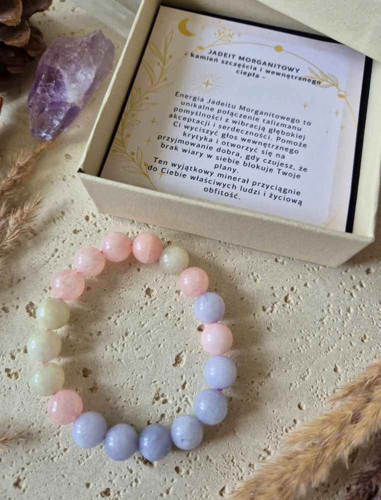 BARAN Bransoletka zodiakalna | Jadeit morganitowy - Szczęście i miłość