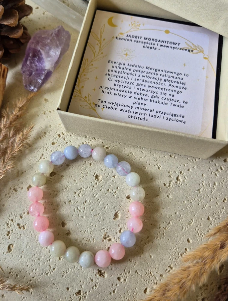 WAGA Bransoletka zodiakalna | Jadeit morganitowy - Szczęście i miłość