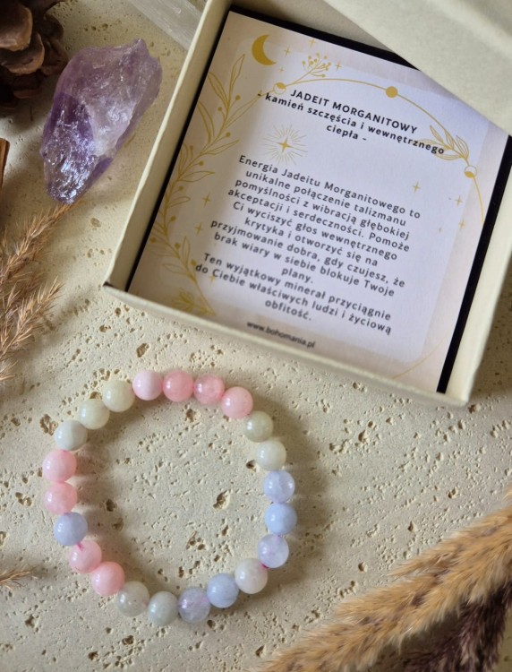 WAGA Bransoletka zodiakalna | Jadeit morganitowy - Szczęście i miłość