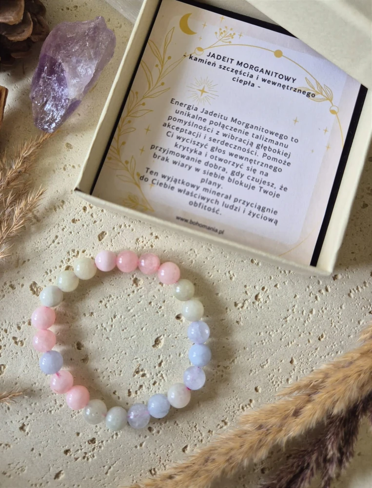 BYK Bransoletka zodiakalna | Jadeit morganitowy - Szczęście i miłość