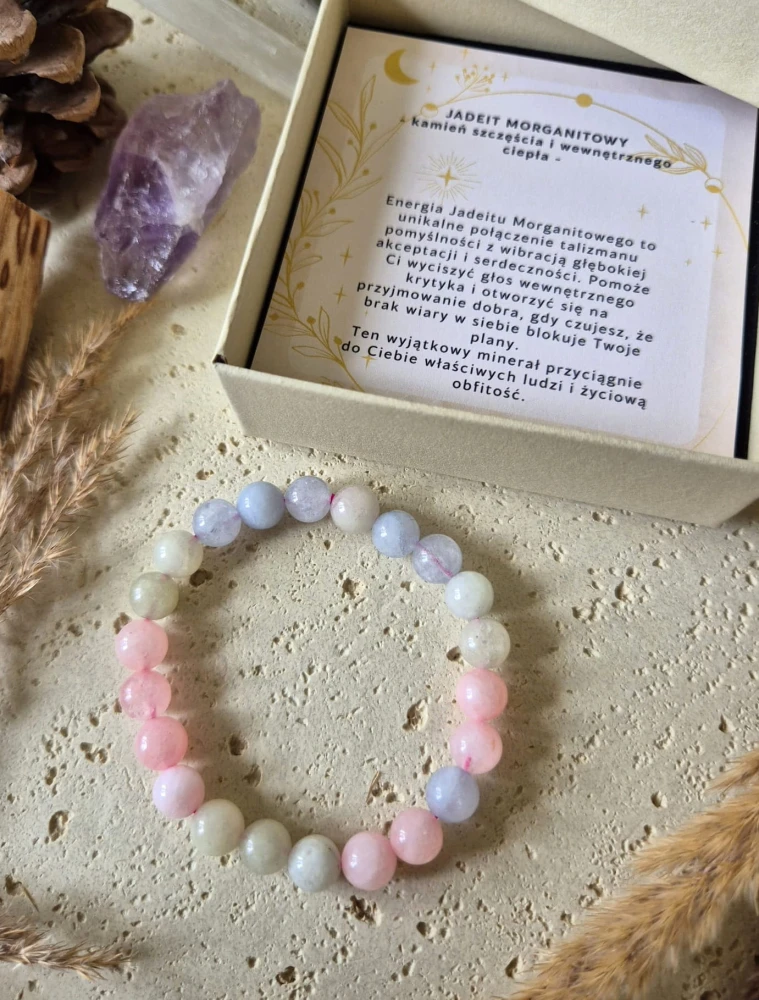 BYK Bransoletka zodiakalna | Jadeit morganitowy - Szczęście i miłość
