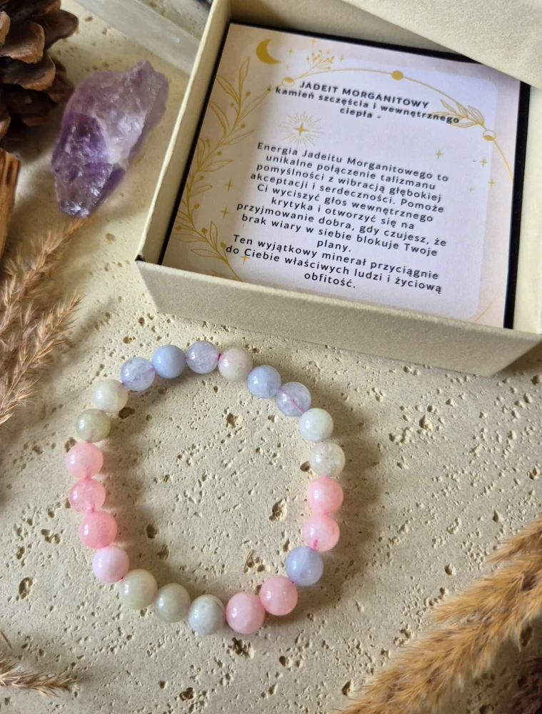 BARAN Bransoletka zodiakalna | Jadeit morganitowy - Szczęście i miłość
