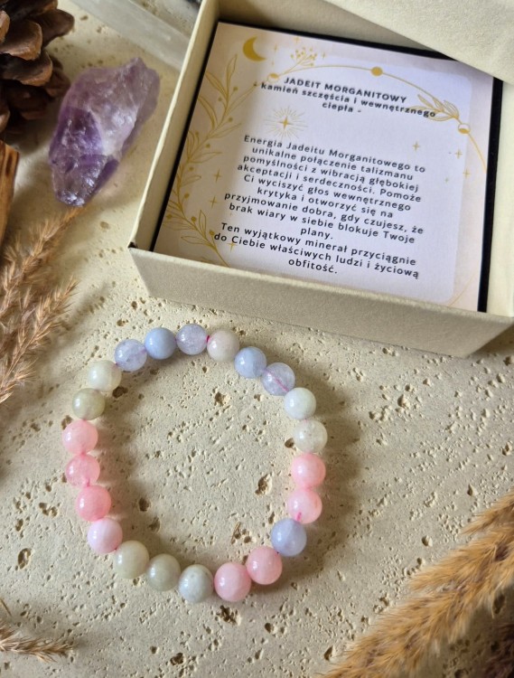 BARAN Bransoletka zodiakalna | Jadeit morganitowy - Szczęście i miłość