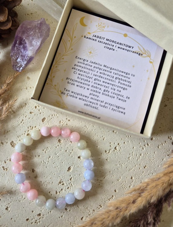 BARAN Bransoletka zodiakalna | Jadeit morganitowy - Szczęście i miłość