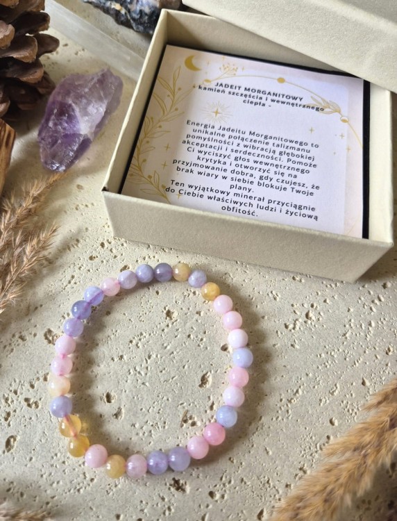 WAGA Bransoletka zodiakalna | Jadeit morganitowy - Szczęście i miłość