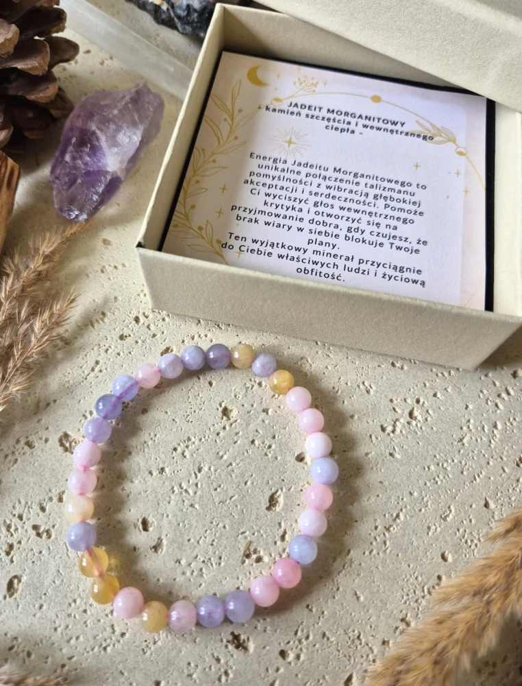 BYK Bransoletka zodiakalna | Jadeit morganitowy - Szczęście i miłość