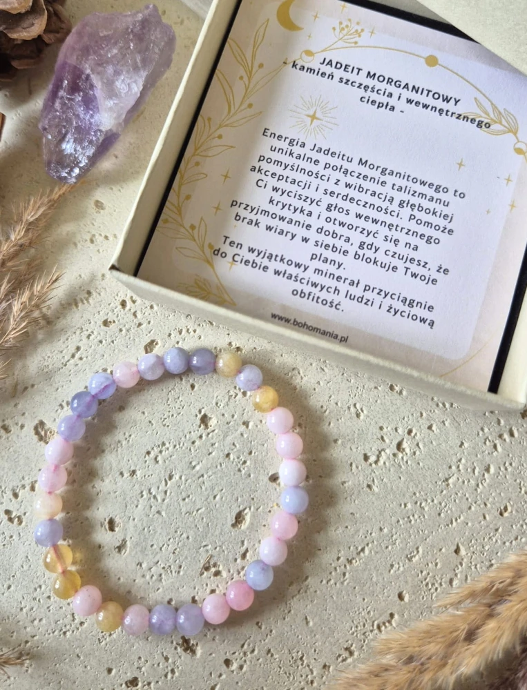 BARAN Bransoletka zodiakalna | Jadeit morganitowy - Szczęście i miłość