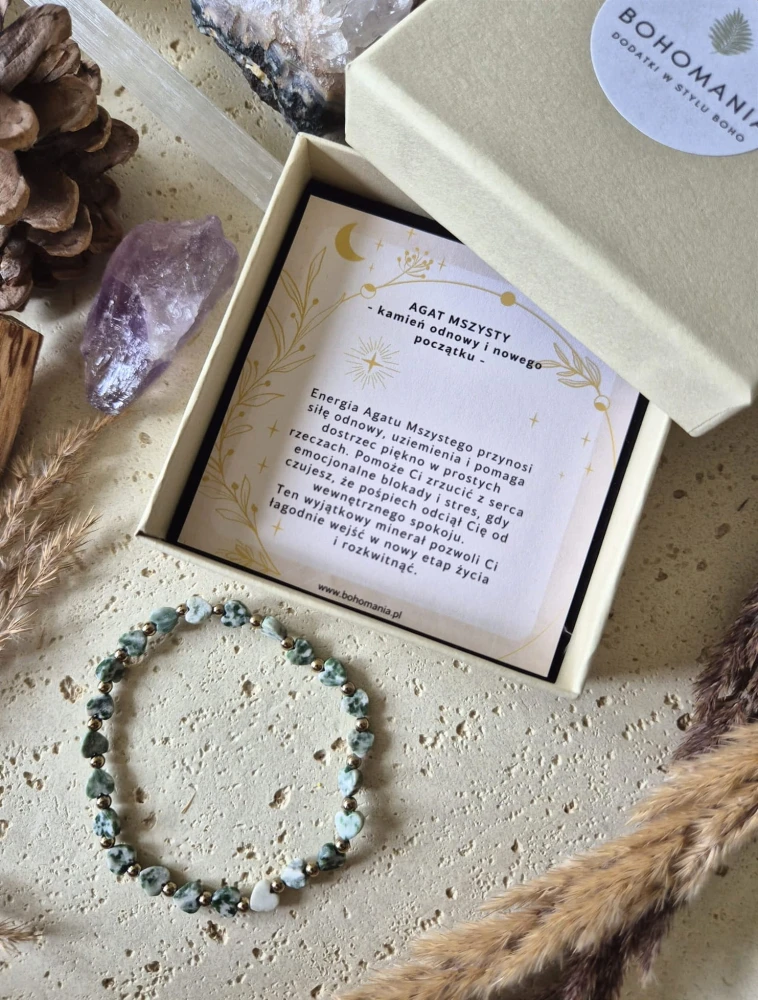 BLIŹNIĘTA Bransoletka zodiakalna | Agat mszysty - oddech i nowy początek