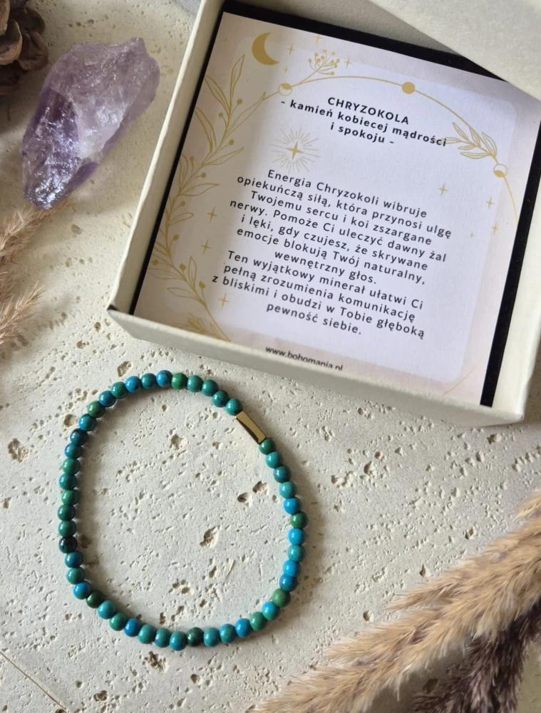 BLIŹNIĘTA Bransoletka zodiakalna | Chryzokola - obudzenie kobiecej energii i pasji