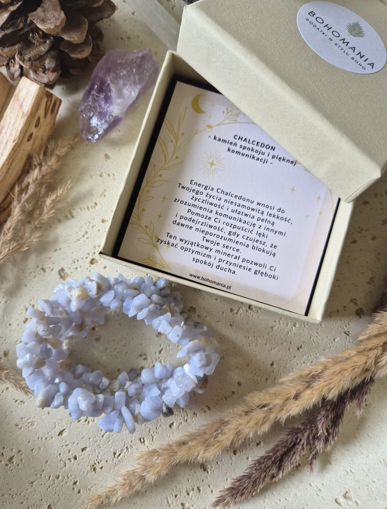 BLIŹNIĘTA Bransoletka zodiakalna | Chalcedon - optymizm i lekkość