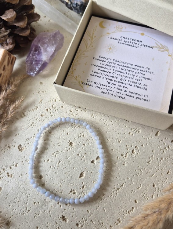 BLIŹNIĘTA Bransoletka zodiakalna | Chalcedon - optymizm i lekkość
