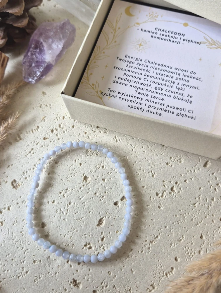 STRZELEC Bransoletka zodiakalna | Chalcedon - optymizm i lekkość