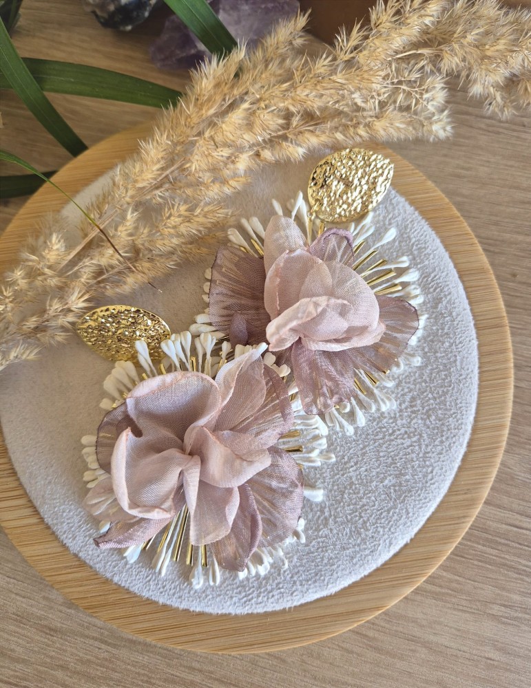 Boho Flowers - Kolczyki kwiaty z mosiądzem