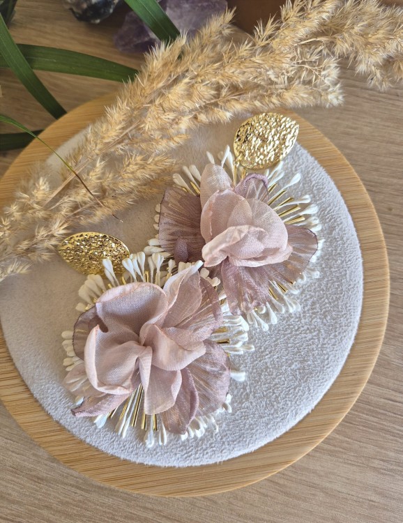 Boho Flowers - Kolczyki kwiaty z mosiądzem