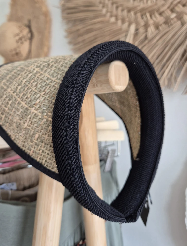 SAHARA Naturalny daszek z trawy z długim rondem | Szeroki daszek damski na lato | Obwód 54-60cm