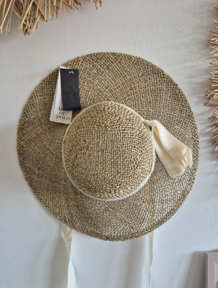 Summer Whisper - Damski kapelusz na lato z wiązaniem pod brodą/Kolor naturalny 100% trawa