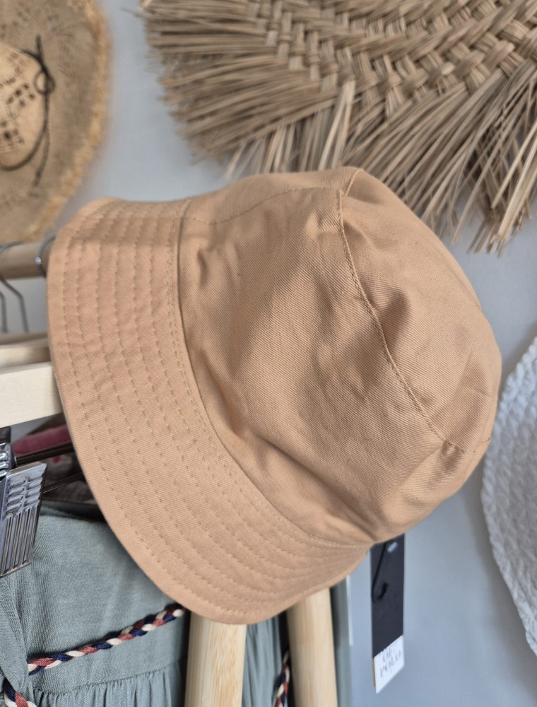 Double Bucket - Dwustronny letni kapelusz damski/Kolor camel 100% bawełna