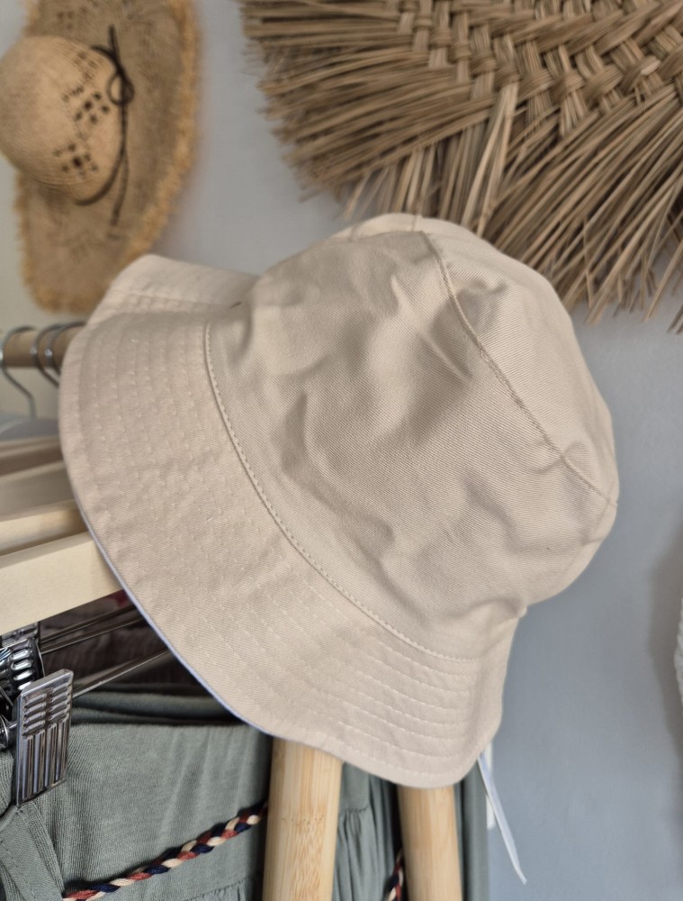 Double Bucket - Dwustronny letni kapelusz damski/Kolor camel 100% bawełna