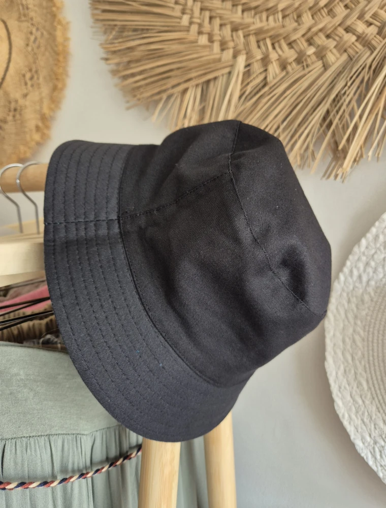 Double Bucket - Dwustronny letni kapelusz damski/Kolor ciemny niebieski 100% bawełna