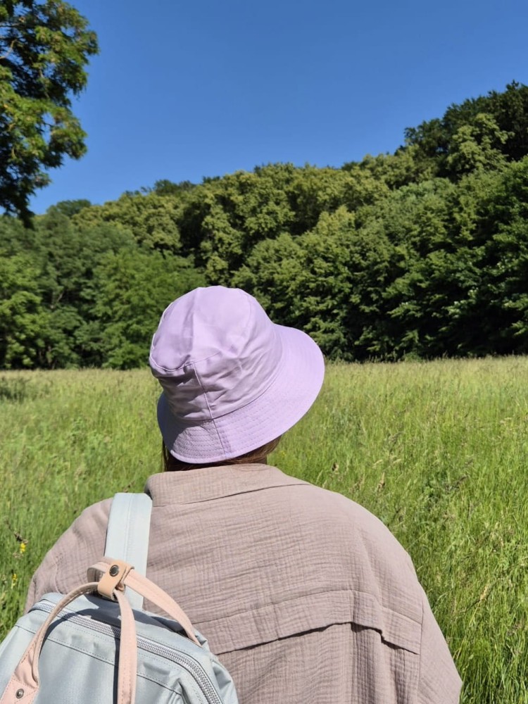 Double Bucket - Dwustronny letni kapelusz damski/Kolor fioletowy 100% bawełna