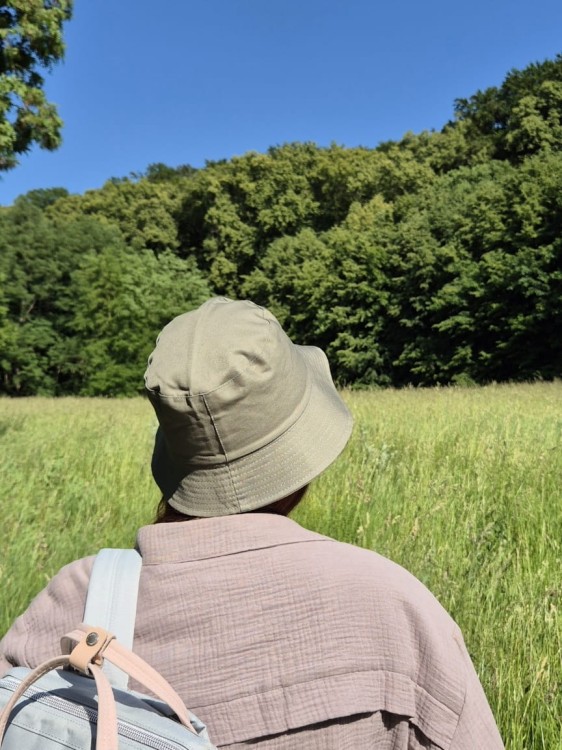 Double Bucket - Dwustronny letni kapelusz damski/Kolor oliwkowy 100% bawełna