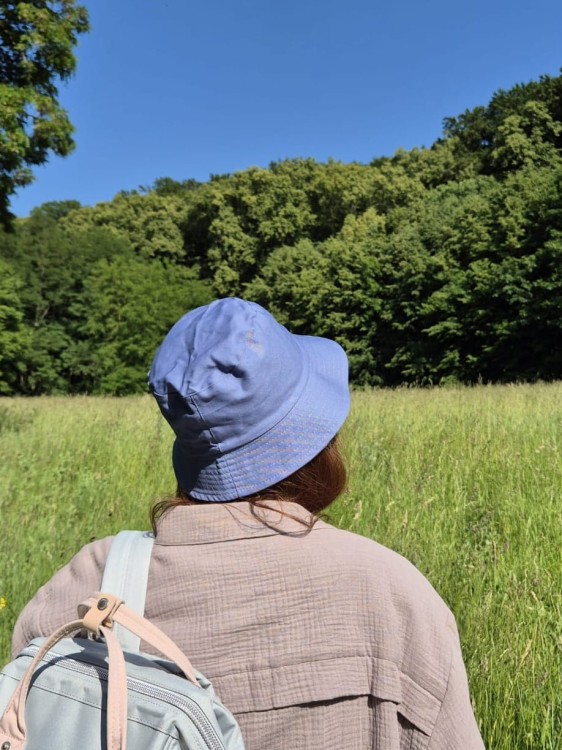 Double Bucket - Dwustronny letni kapelusz damski/Kolor niebieski 100% bawełna