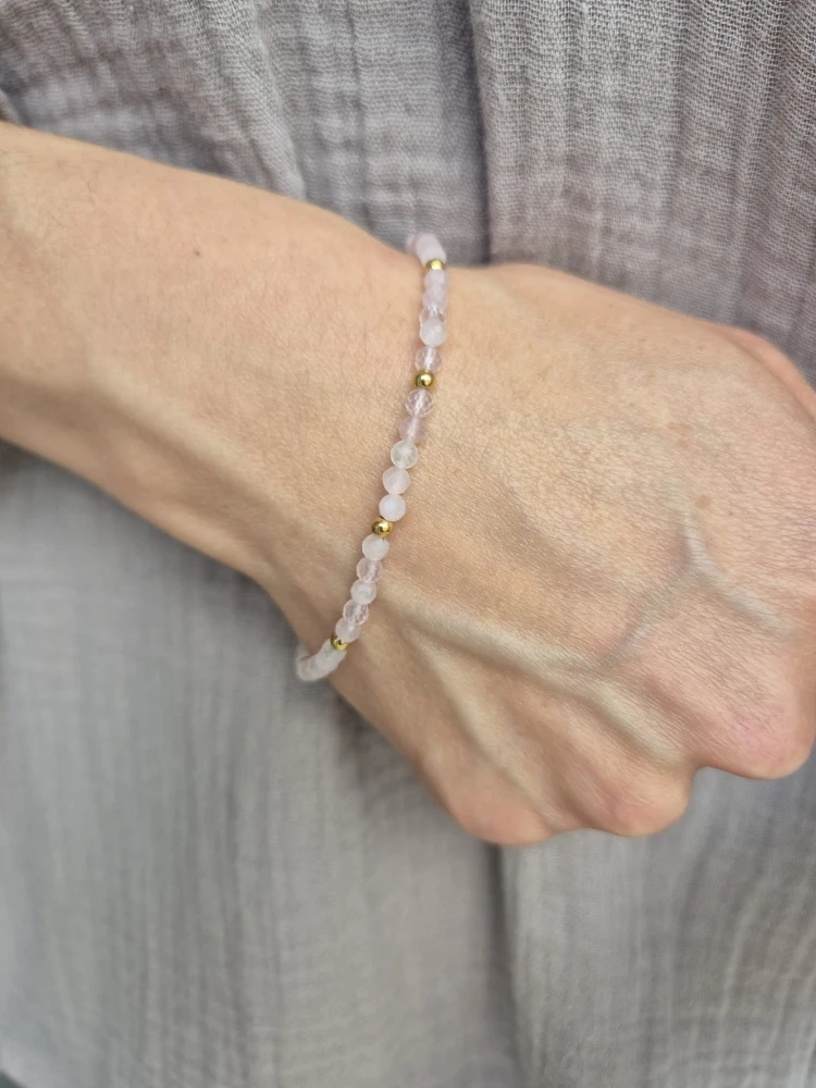 Bransoletka zodiakalna BYK kwarc różowy i stal chirurgiczna, shamballa regulowana - harmonia i spokój