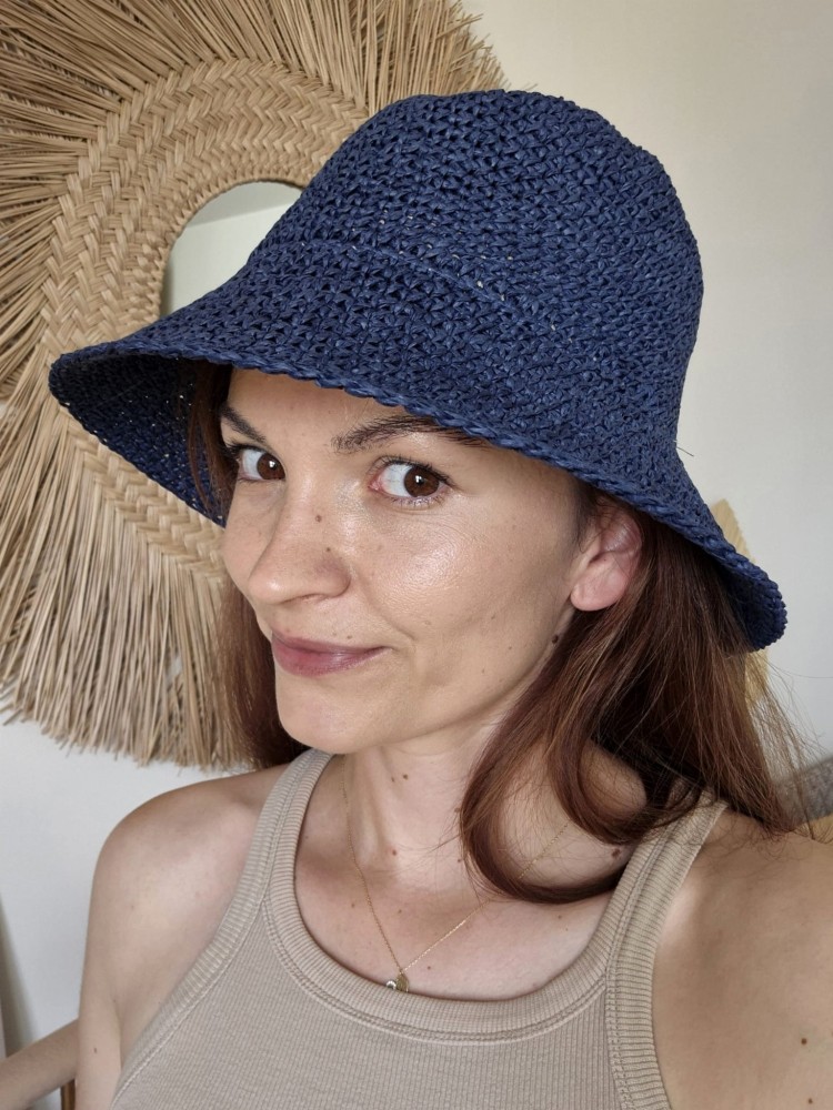 Bucket Classic - Damski kapelusz na lato/Kolor granatowy 100% papier